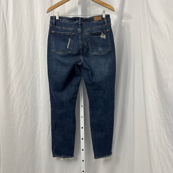 Judy Blue Boyfriend Fit Distressed Jeans Women’s 27 Stretch Raw Hem 5/27 - Picture 12 of 13